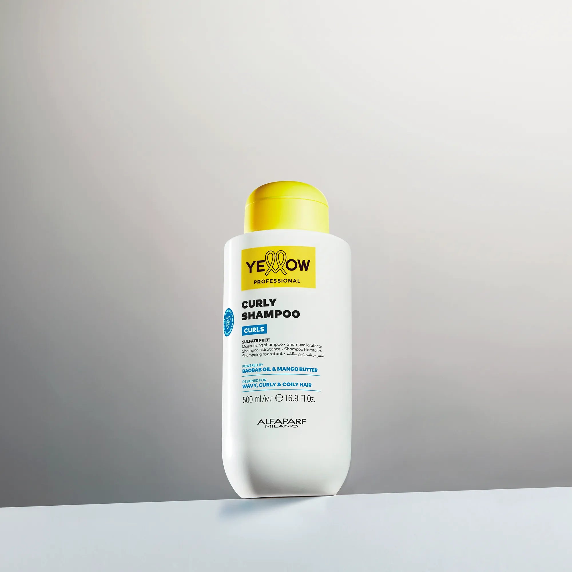 Shampoo Hidratante Sin Sulfatos Yellow Curls para cabello ondulado, rizado 500 ml