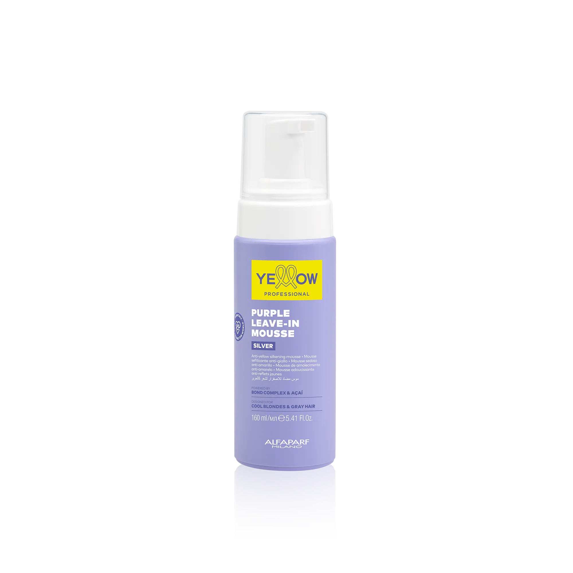 Mouse Sin Enjuague Anti Amarillo Yellow Silver para cabello rubio, gris 160 ml