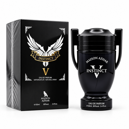 Conjunto MAISON AZHAR INSTINCT V: caja negra y frasco de Eau de Parfum para hombre, 100 ml
