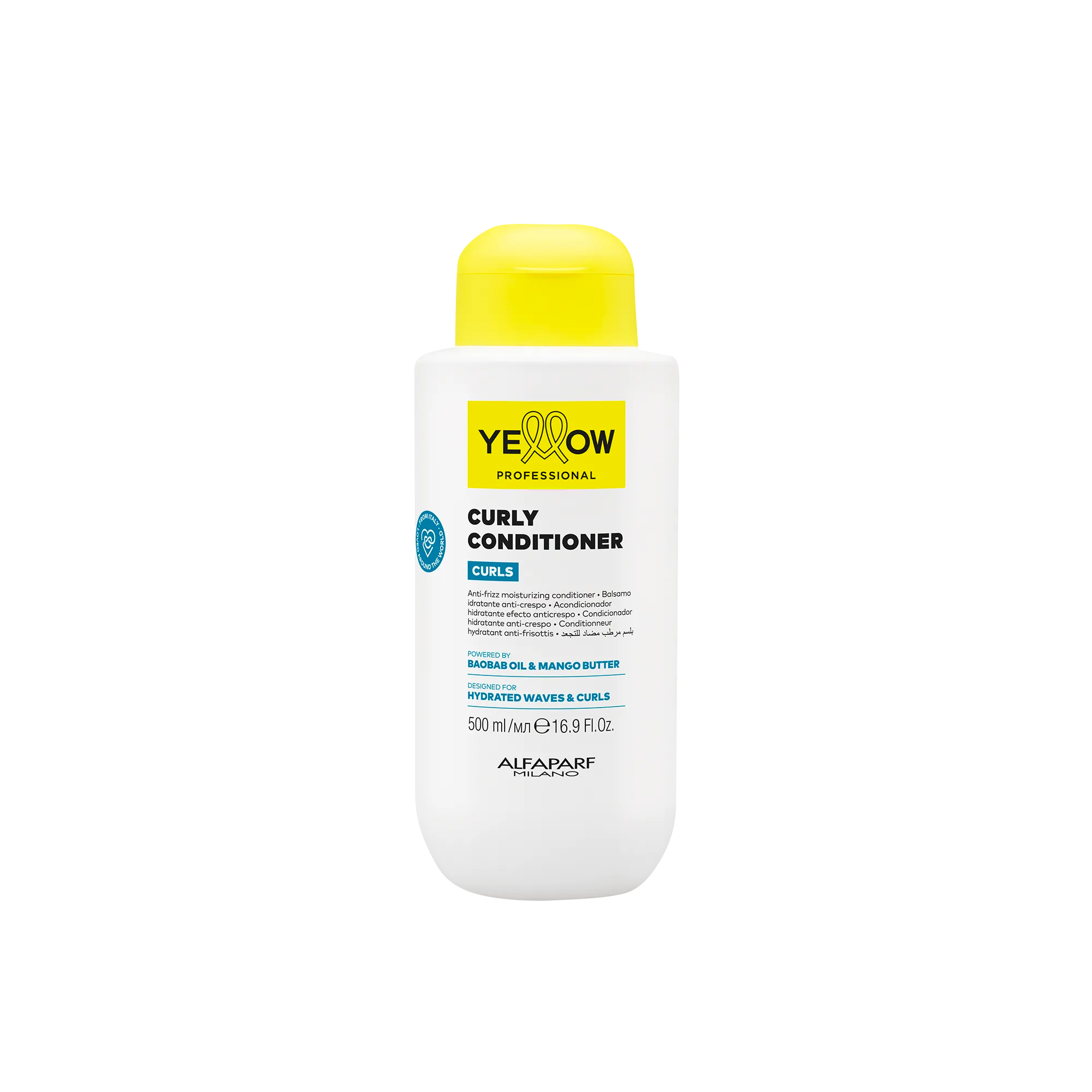 Acondicionador Hidratante efecto anti frizz Yellow Curls para cabello ondulado, rizado 500 ml
