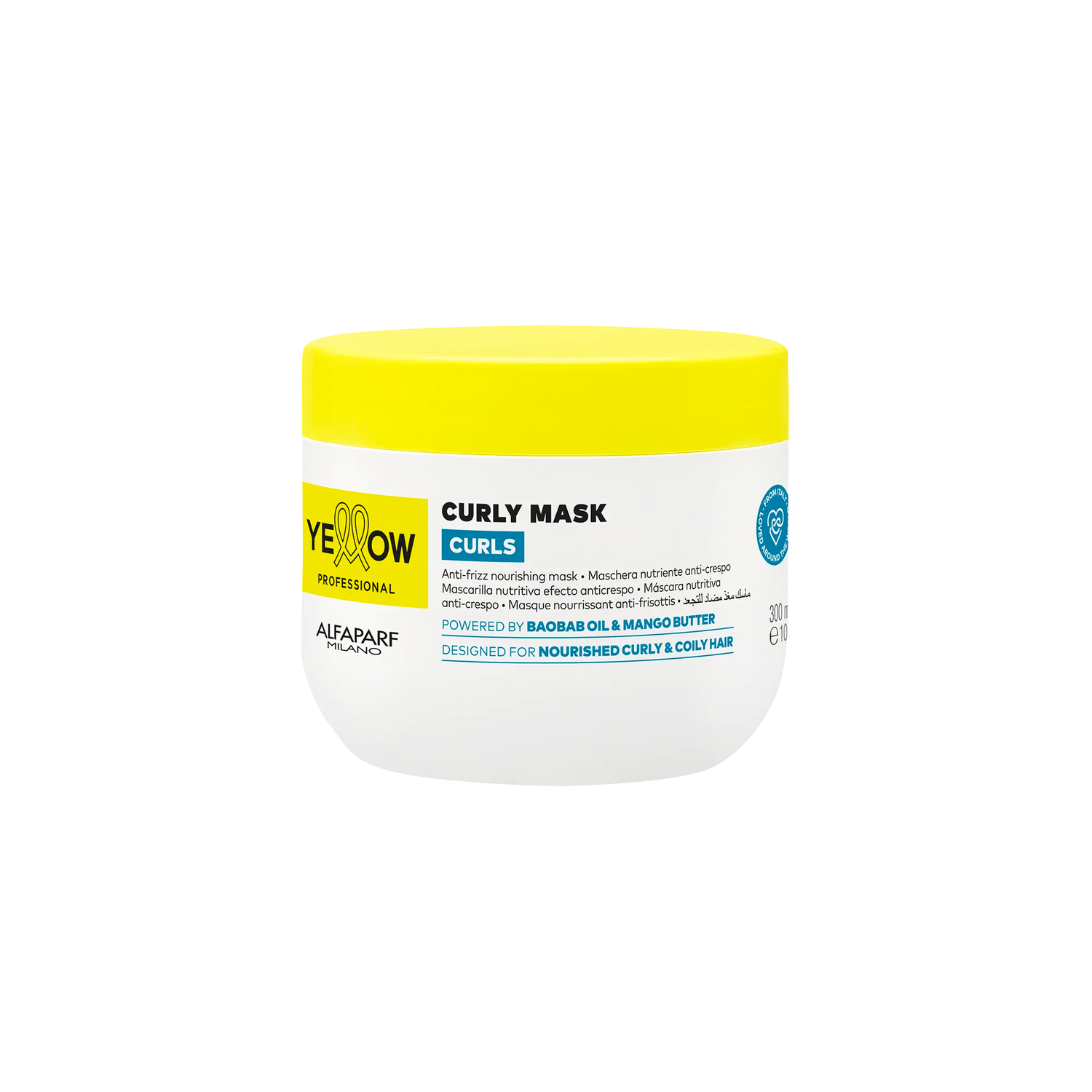 Mascara Nutritiva Efecto Antiencrespamiento Yellow Curls para cabello ondulado, rizado 300 ml