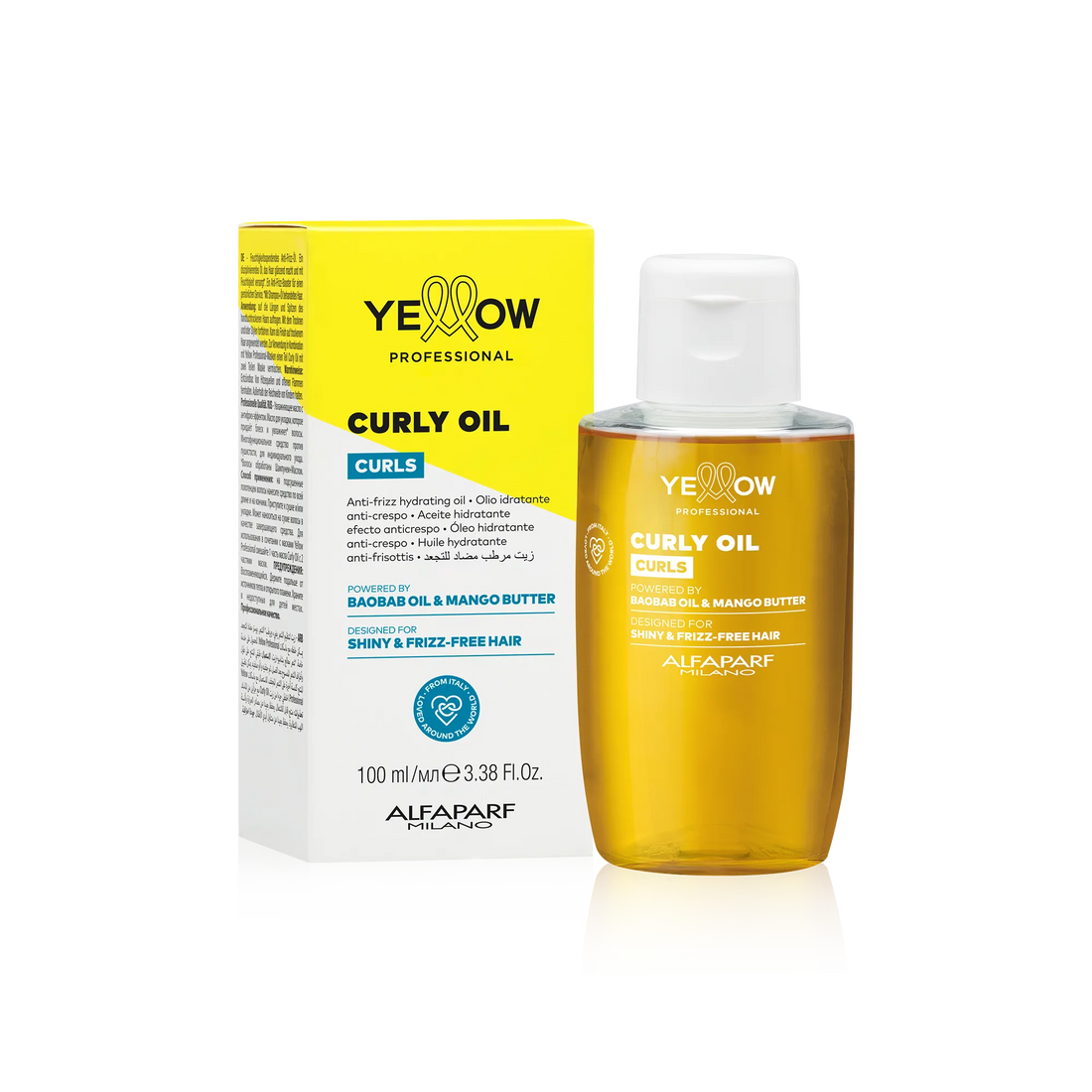 Aceite Hidratante efecto anti Frizz Yellow Curls para cabello ondulado, rizado 100 ml