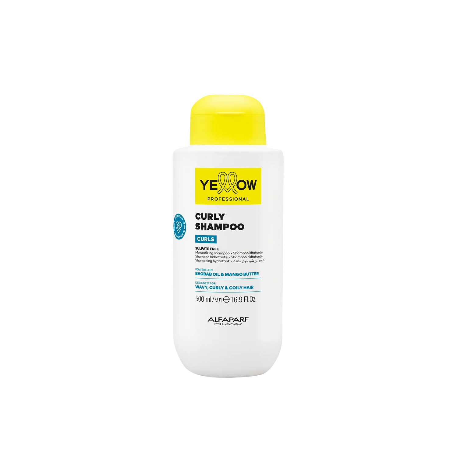 Shampoo Hidratante Sin Sulfatos Yellow Curls para cabello ondulado, rizado 500 ml