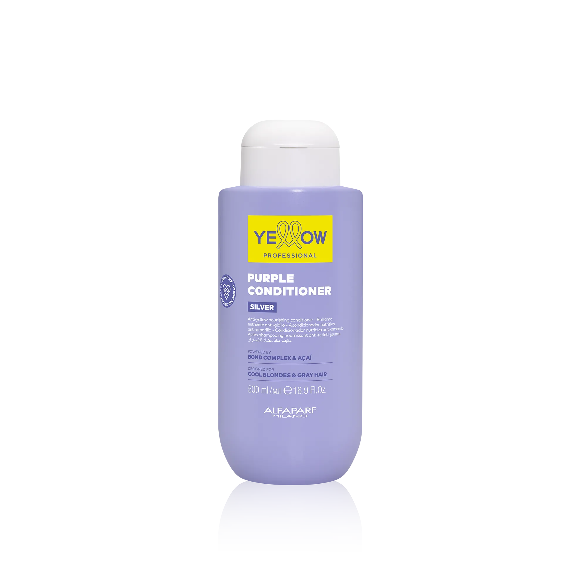 Acondicionador Nutritivo Anti Amarillo Yellow Curls para cabello rubio, gris 500 ml