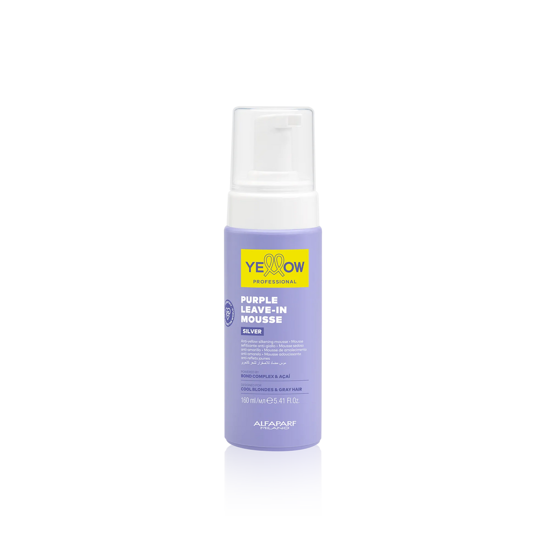 Mouse Sin Enjuague Anti Amarillo Yellow Silver para cabello rubio, gris 160 ml