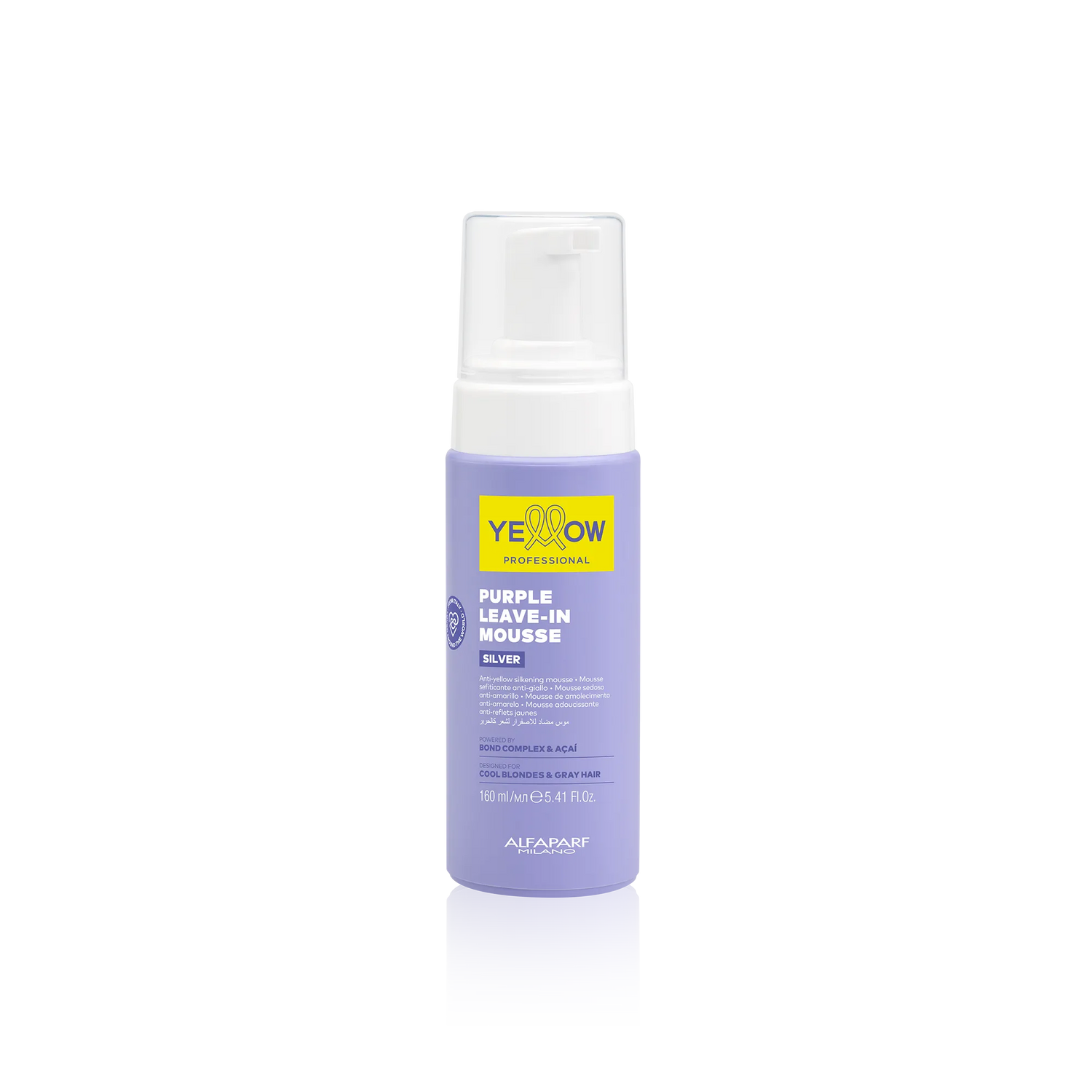 Mouse Sin Enjuague Anti Amarillo Yellow Silver para cabello rubio, gris 160 ml
