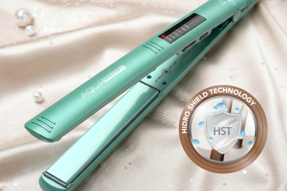Alisador Gama Aqua Therapy verde menta con placas lisas y sistema HST