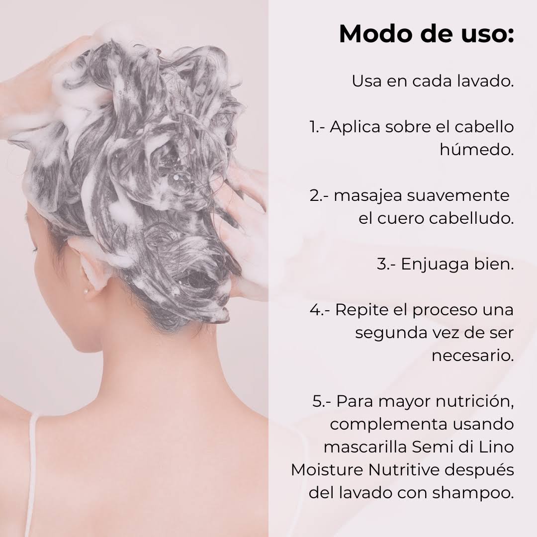Shampoo nutritivo para cabello seco y opaco – Hidratación profunda sin sulfatos | Semi Di Lino Moisture 1000 ml