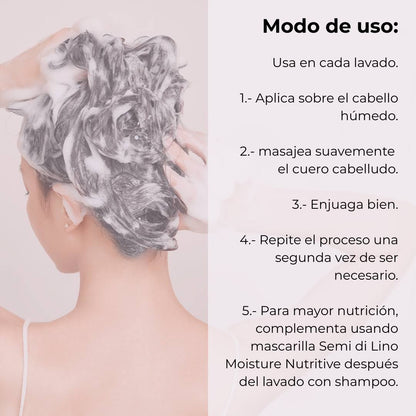 Shampoo nutritivo para cabello seco y opaco – Hidratación profunda sin sulfatos | Semi Di Lino Moisture 1000 ml